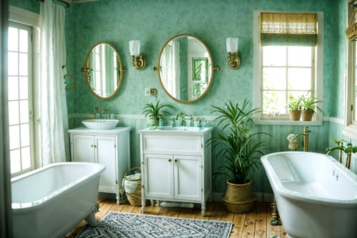 photo from pinterest of boho-chic-style interior designed (bathroom interior) with bathroom sink with faucet and shower and toilet seat and plant and waste basket and bath towel and bathtub and mirror. . . cinematic photo, highly detailed, cinematic lighting, ultra-detailed, ultrarealistic, photorealism, 8k. trending on pinterest. boho-chic interior design style. masterpiece, cinematic light, ultrarealistic+, photorealistic+, 8k, raw photo, realistic, sharp focus on eyes, (symmetrical eyes), (intact eyes), hyperrealistic, highest quality, best quality, , highly detailed, masterpiece, best quality, extremely detailed 8k wallpaper, masterpiece, best quality, ultra-detailed, best shadow, detailed background, detailed face, detailed eyes, high contrast, best illumination, detailed face, dulux, caustic, dynamic angle, detailed glow. dramatic lighting. highly detailed, insanely detailed hair, symmetrical, intricate details, professionally retouched, 8k high definition. strong bokeh. award winning photo.
