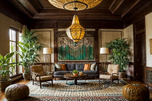 photo from pinterest of boho-chic-style interior designed (hotel lobby interior) with lounge chairs and check in desk and hanging lamps and furniture and coffee tables and sofas and rug and plant. . . cinematic photo, highly detailed, cinematic lighting, ultra-detailed, ultrarealistic, photorealism, 8k. trending on pinterest. boho-chic interior design style. masterpiece, cinematic light, ultrarealistic+, photorealistic+, 8k, raw photo, realistic, sharp focus on eyes, (symmetrical eyes), (intact eyes), hyperrealistic, highest quality, best quality, , highly detailed, masterpiece, best quality, extremely detailed 8k wallpaper, masterpiece, best quality, ultra-detailed, best shadow, detailed background, detailed face, detailed eyes, high contrast, best illumination, detailed face, dulux, caustic, dynamic angle, detailed glow. dramatic lighting. highly detailed, insanely detailed hair, symmetrical, intricate details, professionally retouched, 8k high definition. strong bokeh. award winning photo.
