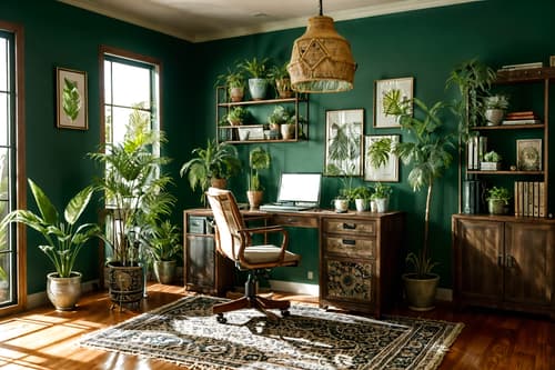 photo from pinterest of boho-chic-style interior designed (home office interior) with cabinets and office chair and plant and computer desk and desk lamp and cabinets. . . cinematic photo, highly detailed, cinematic lighting, ultra-detailed, ultrarealistic, photorealism, 8k. trending on pinterest. boho-chic interior design style. masterpiece, cinematic light, ultrarealistic+, photorealistic+, 8k, raw photo, realistic, sharp focus on eyes, (symmetrical eyes), (intact eyes), hyperrealistic, highest quality, best quality, , highly detailed, masterpiece, best quality, extremely detailed 8k wallpaper, masterpiece, best quality, ultra-detailed, best shadow, detailed background, detailed face, detailed eyes, high contrast, best illumination, detailed face, dulux, caustic, dynamic angle, detailed glow. dramatic lighting. highly detailed, insanely detailed hair, symmetrical, intricate details, professionally retouched, 8k high definition. strong bokeh. award winning photo.