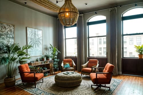 photo from pinterest of boho-chic-style interior designed (coworking space interior) with office chairs and lounge chairs and office desks and seating area with sofa and office chairs. . . cinematic photo, highly detailed, cinematic lighting, ultra-detailed, ultrarealistic, photorealism, 8k. trending on pinterest. boho-chic interior design style. masterpiece, cinematic light, ultrarealistic+, photorealistic+, 8k, raw photo, realistic, sharp focus on eyes, (symmetrical eyes), (intact eyes), hyperrealistic, highest quality, best quality, , highly detailed, masterpiece, best quality, extremely detailed 8k wallpaper, masterpiece, best quality, ultra-detailed, best shadow, detailed background, detailed face, detailed eyes, high contrast, best illumination, detailed face, dulux, caustic, dynamic angle, detailed glow. dramatic lighting. highly detailed, insanely detailed hair, symmetrical, intricate details, professionally retouched, 8k high definition. strong bokeh. award winning photo.