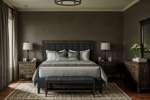 photo from pinterest of farmhouse-style interior designed (hotel room interior) with bedside table or night stand and hotel bathroom and dresser closet and accent chair and plant and headboard and mirror and night light. . with . . cinematic photo, highly detailed, cinematic lighting, ultra-detailed, ultrarealistic, photorealism, 8k. trending on pinterest. farmhouse interior design style. masterpiece, cinematic light, ultrarealistic+, photorealistic+, 8k, raw photo, realistic, sharp focus on eyes, (symmetrical eyes), (intact eyes), hyperrealistic, highest quality, best quality, , highly detailed, masterpiece, best quality, extremely detailed 8k wallpaper, masterpiece, best quality, ultra-detailed, best shadow, detailed background, detailed face, detailed eyes, high contrast, best illumination, detailed face, dulux, caustic, dynamic angle, detailed glow. dramatic lighting. highly detailed, insanely detailed hair, symmetrical, intricate details, professionally retouched, 8k high definition. strong bokeh. award winning photo.