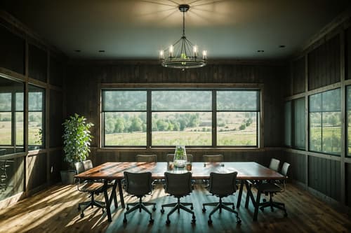photo from pinterest of farmhouse-style interior designed (meeting room interior) with glass walls and painting or photo on wall and cabinets and office chairs and boardroom table and glass doors and vase and plant. . with . . cinematic photo, highly detailed, cinematic lighting, ultra-detailed, ultrarealistic, photorealism, 8k. trending on pinterest. farmhouse interior design style. masterpiece, cinematic light, ultrarealistic+, photorealistic+, 8k, raw photo, realistic, sharp focus on eyes, (symmetrical eyes), (intact eyes), hyperrealistic, highest quality, best quality, , highly detailed, masterpiece, best quality, extremely detailed 8k wallpaper, masterpiece, best quality, ultra-detailed, best shadow, detailed background, detailed face, detailed eyes, high contrast, best illumination, detailed face, dulux, caustic, dynamic angle, detailed glow. dramatic lighting. highly detailed, insanely detailed hair, symmetrical, intricate details, professionally retouched, 8k high definition. strong bokeh. award winning photo.
