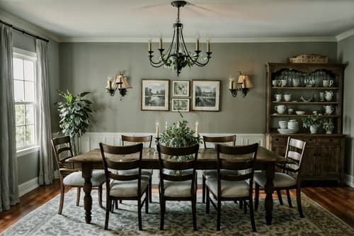 photo from pinterest of farmhouse-style interior designed (dining room interior) with painting or photo on wall and bookshelves and plant and plates, cutlery and glasses on dining table and dining table and light or chandelier and table cloth and vase. . with . . cinematic photo, highly detailed, cinematic lighting, ultra-detailed, ultrarealistic, photorealism, 8k. trending on pinterest. farmhouse interior design style. masterpiece, cinematic light, ultrarealistic+, photorealistic+, 8k, raw photo, realistic, sharp focus on eyes, (symmetrical eyes), (intact eyes), hyperrealistic, highest quality, best quality, , highly detailed, masterpiece, best quality, extremely detailed 8k wallpaper, masterpiece, best quality, ultra-detailed, best shadow, detailed background, detailed face, detailed eyes, high contrast, best illumination, detailed face, dulux, caustic, dynamic angle, detailed glow. dramatic lighting. highly detailed, insanely detailed hair, symmetrical, intricate details, professionally retouched, 8k high definition. strong bokeh. award winning photo.