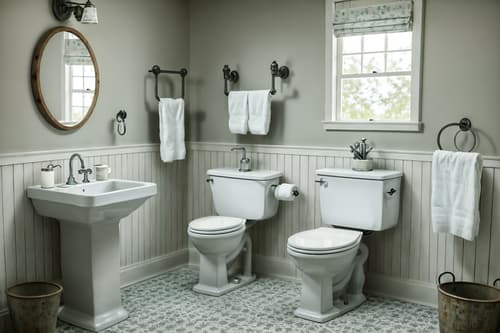 photo from pinterest of farmhouse-style interior designed (toilet interior) with toilet paper hanger and toilet with toilet seat up and sink with tap and toilet paper hanger. . with . . cinematic photo, highly detailed, cinematic lighting, ultra-detailed, ultrarealistic, photorealism, 8k. trending on pinterest. farmhouse interior design style. masterpiece, cinematic light, ultrarealistic+, photorealistic+, 8k, raw photo, realistic, sharp focus on eyes, (symmetrical eyes), (intact eyes), hyperrealistic, highest quality, best quality, , highly detailed, masterpiece, best quality, extremely detailed 8k wallpaper, masterpiece, best quality, ultra-detailed, best shadow, detailed background, detailed face, detailed eyes, high contrast, best illumination, detailed face, dulux, caustic, dynamic angle, detailed glow. dramatic lighting. highly detailed, insanely detailed hair, symmetrical, intricate details, professionally retouched, 8k high definition. strong bokeh. award winning photo.