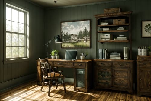 photo from pinterest of farmhouse-style interior designed (home office interior) with office chair and cabinets and plant and computer desk and desk lamp and office chair. . with . . cinematic photo, highly detailed, cinematic lighting, ultra-detailed, ultrarealistic, photorealism, 8k. trending on pinterest. farmhouse interior design style. masterpiece, cinematic light, ultrarealistic+, photorealistic+, 8k, raw photo, realistic, sharp focus on eyes, (symmetrical eyes), (intact eyes), hyperrealistic, highest quality, best quality, , highly detailed, masterpiece, best quality, extremely detailed 8k wallpaper, masterpiece, best quality, ultra-detailed, best shadow, detailed background, detailed face, detailed eyes, high contrast, best illumination, detailed face, dulux, caustic, dynamic angle, detailed glow. dramatic lighting. highly detailed, insanely detailed hair, symmetrical, intricate details, professionally retouched, 8k high definition. strong bokeh. award winning photo.
