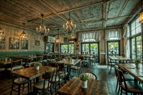 photo from pinterest of shabby chic-style interior designed (restaurant interior) with restaurant decor and restaurant chairs and restaurant dining tables and restaurant bar and restaurant decor. . . cinematic photo, highly detailed, cinematic lighting, ultra-detailed, ultrarealistic, photorealism, 8k. trending on pinterest. shabby chic interior design style. masterpiece, cinematic light, ultrarealistic+, photorealistic+, 8k, raw photo, realistic, sharp focus on eyes, (symmetrical eyes), (intact eyes), hyperrealistic, highest quality, best quality, , highly detailed, masterpiece, best quality, extremely detailed 8k wallpaper, masterpiece, best quality, ultra-detailed, best shadow, detailed background, detailed face, detailed eyes, high contrast, best illumination, detailed face, dulux, caustic, dynamic angle, detailed glow. dramatic lighting. highly detailed, insanely detailed hair, symmetrical, intricate details, professionally retouched, 8k high definition. strong bokeh. award winning photo.