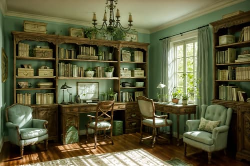 photo from pinterest of shabby chic-style interior designed (study room interior) with plant and bookshelves and lounge chair and desk lamp and writing desk and cabinets and office chair and plant. . . cinematic photo, highly detailed, cinematic lighting, ultra-detailed, ultrarealistic, photorealism, 8k. trending on pinterest. shabby chic interior design style. masterpiece, cinematic light, ultrarealistic+, photorealistic+, 8k, raw photo, realistic, sharp focus on eyes, (symmetrical eyes), (intact eyes), hyperrealistic, highest quality, best quality, , highly detailed, masterpiece, best quality, extremely detailed 8k wallpaper, masterpiece, best quality, ultra-detailed, best shadow, detailed background, detailed face, detailed eyes, high contrast, best illumination, detailed face, dulux, caustic, dynamic angle, detailed glow. dramatic lighting. highly detailed, insanely detailed hair, symmetrical, intricate details, professionally retouched, 8k high definition. strong bokeh. award winning photo.