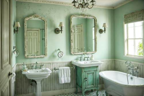 photo from pinterest of shabby chic-style interior designed (hotel bathroom interior) with toilet seat and bathroom sink with faucet and waste basket and shower and bath rail and bathroom cabinet and bathtub and mirror. . . cinematic photo, highly detailed, cinematic lighting, ultra-detailed, ultrarealistic, photorealism, 8k. trending on pinterest. shabby chic interior design style. masterpiece, cinematic light, ultrarealistic+, photorealistic+, 8k, raw photo, realistic, sharp focus on eyes, (symmetrical eyes), (intact eyes), hyperrealistic, highest quality, best quality, , highly detailed, masterpiece, best quality, extremely detailed 8k wallpaper, masterpiece, best quality, ultra-detailed, best shadow, detailed background, detailed face, detailed eyes, high contrast, best illumination, detailed face, dulux, caustic, dynamic angle, detailed glow. dramatic lighting. highly detailed, insanely detailed hair, symmetrical, intricate details, professionally retouched, 8k high definition. strong bokeh. award winning photo.
