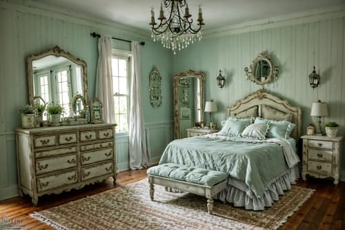 photo from pinterest of shabby chic-style interior designed (bedroom interior) with bedside table or night stand and dresser closet and plant and accent chair and mirror and storage bench or ottoman and night light and headboard. . . cinematic photo, highly detailed, cinematic lighting, ultra-detailed, ultrarealistic, photorealism, 8k. trending on pinterest. shabby chic interior design style. masterpiece, cinematic light, ultrarealistic+, photorealistic+, 8k, raw photo, realistic, sharp focus on eyes, (symmetrical eyes), (intact eyes), hyperrealistic, highest quality, best quality, , highly detailed, masterpiece, best quality, extremely detailed 8k wallpaper, masterpiece, best quality, ultra-detailed, best shadow, detailed background, detailed face, detailed eyes, high contrast, best illumination, detailed face, dulux, caustic, dynamic angle, detailed glow. dramatic lighting. highly detailed, insanely detailed hair, symmetrical, intricate details, professionally retouched, 8k high definition. strong bokeh. award winning photo.