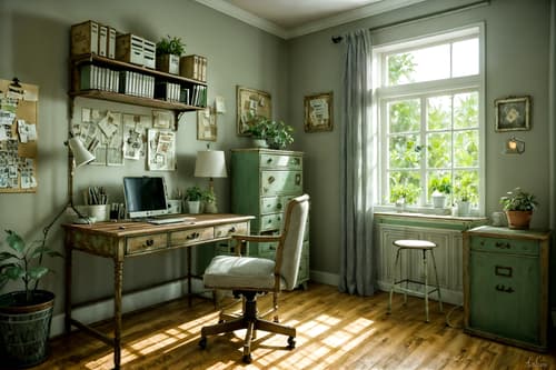 photo from pinterest of shabby chic-style interior designed (home office interior) with computer desk and office chair and plant and desk lamp and cabinets and computer desk. . . cinematic photo, highly detailed, cinematic lighting, ultra-detailed, ultrarealistic, photorealism, 8k. trending on pinterest. shabby chic interior design style. masterpiece, cinematic light, ultrarealistic+, photorealistic+, 8k, raw photo, realistic, sharp focus on eyes, (symmetrical eyes), (intact eyes), hyperrealistic, highest quality, best quality, , highly detailed, masterpiece, best quality, extremely detailed 8k wallpaper, masterpiece, best quality, ultra-detailed, best shadow, detailed background, detailed face, detailed eyes, high contrast, best illumination, detailed face, dulux, caustic, dynamic angle, detailed glow. dramatic lighting. highly detailed, insanely detailed hair, symmetrical, intricate details, professionally retouched, 8k high definition. strong bokeh. award winning photo.