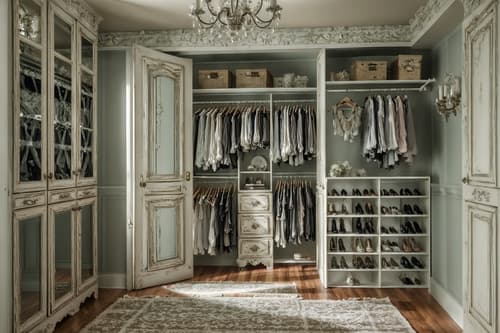 photo from pinterest of shabby chic-style interior designed (walk in closet interior) . . cinematic photo, highly detailed, cinematic lighting, ultra-detailed, ultrarealistic, photorealism, 8k. trending on pinterest. shabby chic interior design style. masterpiece, cinematic light, ultrarealistic+, photorealistic+, 8k, raw photo, realistic, sharp focus on eyes, (symmetrical eyes), (intact eyes), hyperrealistic, highest quality, best quality, , highly detailed, masterpiece, best quality, extremely detailed 8k wallpaper, masterpiece, best quality, ultra-detailed, best shadow, detailed background, detailed face, detailed eyes, high contrast, best illumination, detailed face, dulux, caustic, dynamic angle, detailed glow. dramatic lighting. highly detailed, insanely detailed hair, symmetrical, intricate details, professionally retouched, 8k high definition. strong bokeh. award winning photo.