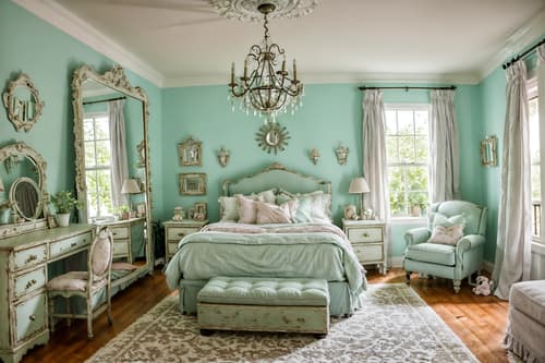 photo from pinterest of shabby chic-style interior designed (kids room interior) with mirror and bed and plant and headboard and night light and accent chair and storage bench or ottoman and kids desk. . . cinematic photo, highly detailed, cinematic lighting, ultra-detailed, ultrarealistic, photorealism, 8k. trending on pinterest. shabby chic interior design style. masterpiece, cinematic light, ultrarealistic+, photorealistic+, 8k, raw photo, realistic, sharp focus on eyes, (symmetrical eyes), (intact eyes), hyperrealistic, highest quality, best quality, , highly detailed, masterpiece, best quality, extremely detailed 8k wallpaper, masterpiece, best quality, ultra-detailed, best shadow, detailed background, detailed face, detailed eyes, high contrast, best illumination, detailed face, dulux, caustic, dynamic angle, detailed glow. dramatic lighting. highly detailed, insanely detailed hair, symmetrical, intricate details, professionally retouched, 8k high definition. strong bokeh. award winning photo.