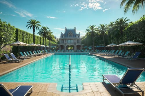 photo from pinterest of parisian-style designed (outdoor pool area ) with pool lounge chairs and pool and pool lights and pool lounge chairs. . . cinematic photo, highly detailed, cinematic lighting, ultra-detailed, ultrarealistic, photorealism, 8k. trending on pinterest. parisian design style. masterpiece, cinematic light, ultrarealistic+, photorealistic+, 8k, raw photo, realistic, sharp focus on eyes, (symmetrical eyes), (intact eyes), hyperrealistic, highest quality, best quality, , highly detailed, masterpiece, best quality, extremely detailed 8k wallpaper, masterpiece, best quality, ultra-detailed, best shadow, detailed background, detailed face, detailed eyes, high contrast, best illumination, detailed face, dulux, caustic, dynamic angle, detailed glow. dramatic lighting. highly detailed, insanely detailed hair, symmetrical, intricate details, professionally retouched, 8k high definition. strong bokeh. award winning photo.