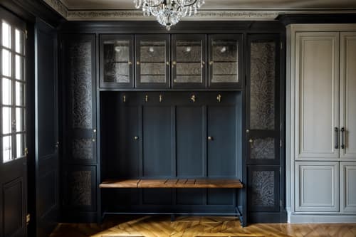 photo from pinterest of parisian-style interior designed (drop zone interior) with a bench and high up storage and cubbies and cabinets and lockers and storage baskets and wall hooks for coats and storage drawers. . . cinematic photo, highly detailed, cinematic lighting, ultra-detailed, ultrarealistic, photorealism, 8k. trending on pinterest. parisian interior design style. masterpiece, cinematic light, ultrarealistic+, photorealistic+, 8k, raw photo, realistic, sharp focus on eyes, (symmetrical eyes), (intact eyes), hyperrealistic, highest quality, best quality, , highly detailed, masterpiece, best quality, extremely detailed 8k wallpaper, masterpiece, best quality, ultra-detailed, best shadow, detailed background, detailed face, detailed eyes, high contrast, best illumination, detailed face, dulux, caustic, dynamic angle, detailed glow. dramatic lighting. highly detailed, insanely detailed hair, symmetrical, intricate details, professionally retouched, 8k high definition. strong bokeh. award winning photo.