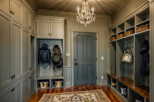photo from pinterest of parisian-style interior designed (mudroom interior) with a bench and storage drawers and shelves for shoes and cubbies and storage baskets and high up storage and wall hooks for coats and cabinets. . . cinematic photo, highly detailed, cinematic lighting, ultra-detailed, ultrarealistic, photorealism, 8k. trending on pinterest. parisian interior design style. masterpiece, cinematic light, ultrarealistic+, photorealistic+, 8k, raw photo, realistic, sharp focus on eyes, (symmetrical eyes), (intact eyes), hyperrealistic, highest quality, best quality, , highly detailed, masterpiece, best quality, extremely detailed 8k wallpaper, masterpiece, best quality, ultra-detailed, best shadow, detailed background, detailed face, detailed eyes, high contrast, best illumination, detailed face, dulux, caustic, dynamic angle, detailed glow. dramatic lighting. highly detailed, insanely detailed hair, symmetrical, intricate details, professionally retouched, 8k high definition. strong bokeh. award winning photo.