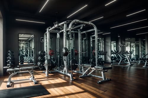 photo from pinterest of parisian-style interior designed (fitness gym interior) with exercise bicycle and crosstrainer and bench press and dumbbell stand and squat rack and exercise bicycle. . . cinematic photo, highly detailed, cinematic lighting, ultra-detailed, ultrarealistic, photorealism, 8k. trending on pinterest. parisian interior design style. masterpiece, cinematic light, ultrarealistic+, photorealistic+, 8k, raw photo, realistic, sharp focus on eyes, (symmetrical eyes), (intact eyes), hyperrealistic, highest quality, best quality, , highly detailed, masterpiece, best quality, extremely detailed 8k wallpaper, masterpiece, best quality, ultra-detailed, best shadow, detailed background, detailed face, detailed eyes, high contrast, best illumination, detailed face, dulux, caustic, dynamic angle, detailed glow. dramatic lighting. highly detailed, insanely detailed hair, symmetrical, intricate details, professionally retouched, 8k high definition. strong bokeh. award winning photo.