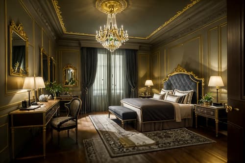 photo from pinterest of parisian-style interior designed (hotel room interior) with night light and plant and storage bench or ottoman and hotel bathroom and headboard and dresser closet and bed and working desk with desk chair. . . cinematic photo, highly detailed, cinematic lighting, ultra-detailed, ultrarealistic, photorealism, 8k. trending on pinterest. parisian interior design style. masterpiece, cinematic light, ultrarealistic+, photorealistic+, 8k, raw photo, realistic, sharp focus on eyes, (symmetrical eyes), (intact eyes), hyperrealistic, highest quality, best quality, , highly detailed, masterpiece, best quality, extremely detailed 8k wallpaper, masterpiece, best quality, ultra-detailed, best shadow, detailed background, detailed face, detailed eyes, high contrast, best illumination, detailed face, dulux, caustic, dynamic angle, detailed glow. dramatic lighting. highly detailed, insanely detailed hair, symmetrical, intricate details, professionally retouched, 8k high definition. strong bokeh. award winning photo.
