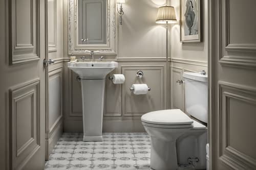 photo from pinterest of parisian-style interior designed (toilet interior) with toilet with toilet seat up and toilet paper hanger and sink with tap and toilet with toilet seat up. . . cinematic photo, highly detailed, cinematic lighting, ultra-detailed, ultrarealistic, photorealism, 8k. trending on pinterest. parisian interior design style. masterpiece, cinematic light, ultrarealistic+, photorealistic+, 8k, raw photo, realistic, sharp focus on eyes, (symmetrical eyes), (intact eyes), hyperrealistic, highest quality, best quality, , highly detailed, masterpiece, best quality, extremely detailed 8k wallpaper, masterpiece, best quality, ultra-detailed, best shadow, detailed background, detailed face, detailed eyes, high contrast, best illumination, detailed face, dulux, caustic, dynamic angle, detailed glow. dramatic lighting. highly detailed, insanely detailed hair, symmetrical, intricate details, professionally retouched, 8k high definition. strong bokeh. award winning photo.
