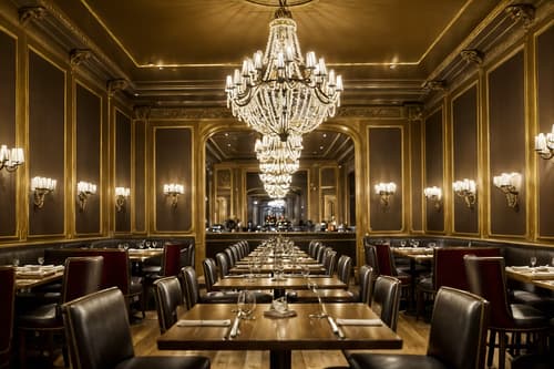 photo from pinterest of parisian-style interior designed (restaurant interior) with restaurant chairs and restaurant decor and restaurant bar and restaurant dining tables and restaurant chairs. . . cinematic photo, highly detailed, cinematic lighting, ultra-detailed, ultrarealistic, photorealism, 8k. trending on pinterest. parisian interior design style. masterpiece, cinematic light, ultrarealistic+, photorealistic+, 8k, raw photo, realistic, sharp focus on eyes, (symmetrical eyes), (intact eyes), hyperrealistic, highest quality, best quality, , highly detailed, masterpiece, best quality, extremely detailed 8k wallpaper, masterpiece, best quality, ultra-detailed, best shadow, detailed background, detailed face, detailed eyes, high contrast, best illumination, detailed face, dulux, caustic, dynamic angle, detailed glow. dramatic lighting. highly detailed, insanely detailed hair, symmetrical, intricate details, professionally retouched, 8k high definition. strong bokeh. award winning photo.