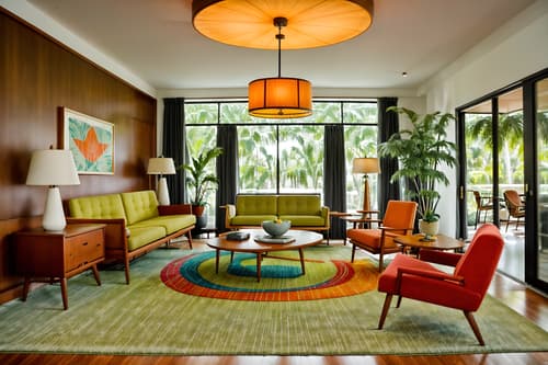 photo from pinterest of midcentury modern-style interior designed (hotel lobby interior) with lounge chairs and coffee tables and check in desk and furniture and hanging lamps and sofas and plant and rug. . with natural and manmade materials and vibrant colors and mid century modern mobile chandelier and integrating indoor and outdoor motifs and organic and geometric shapes and muted tones and function over form and clean lines. . cinematic photo, highly detailed, cinematic lighting, ultra-detailed, ultrarealistic, photorealism, 8k. trending on pinterest. midcentury modern interior design style. masterpiece, cinematic light, ultrarealistic+, photorealistic+, 8k, raw photo, realistic, sharp focus on eyes, (symmetrical eyes), (intact eyes), hyperrealistic, highest quality, best quality, , highly detailed, masterpiece, best quality, extremely detailed 8k wallpaper, masterpiece, best quality, ultra-detailed, best shadow, detailed background, detailed face, detailed eyes, high contrast, best illumination, detailed face, dulux, caustic, dynamic angle, detailed glow. dramatic lighting. highly detailed, insanely detailed hair, symmetrical, intricate details, professionally retouched, 8k high definition. strong bokeh. award winning photo.
