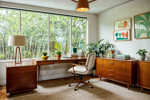 photo from pinterest of midcentury modern-style interior designed (office interior) with computer desks and lounge chairs and office desks and cabinets and windows and office chairs and desk lamps and plants. . with mid century modern mobile chandelier and muted tones and natural and manmade materials and clean lines and nature indoors and organic and geometric shapes and wood pendant light mid century modern chandelier and vibrant colors. . cinematic photo, highly detailed, cinematic lighting, ultra-detailed, ultrarealistic, photorealism, 8k. trending on pinterest. midcentury modern interior design style. masterpiece, cinematic light, ultrarealistic+, photorealistic+, 8k, raw photo, realistic, sharp focus on eyes, (symmetrical eyes), (intact eyes), hyperrealistic, highest quality, best quality, , highly detailed, masterpiece, best quality, extremely detailed 8k wallpaper, masterpiece, best quality, ultra-detailed, best shadow, detailed background, detailed face, detailed eyes, high contrast, best illumination, detailed face, dulux, caustic, dynamic angle, detailed glow. dramatic lighting. highly detailed, insanely detailed hair, symmetrical, intricate details, professionally retouched, 8k high definition. strong bokeh. award winning photo.