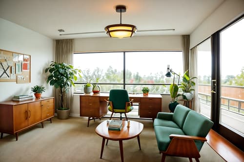 photo from pinterest of midcentury modern-style interior designed (office interior) with computer desks and lounge chairs and office desks and cabinets and windows and office chairs and desk lamps and plants. . with mid century modern mobile chandelier and muted tones and natural and manmade materials and clean lines and nature indoors and organic and geometric shapes and wood pendant light mid century modern chandelier and vibrant colors. . cinematic photo, highly detailed, cinematic lighting, ultra-detailed, ultrarealistic, photorealism, 8k. trending on pinterest. midcentury modern interior design style. masterpiece, cinematic light, ultrarealistic+, photorealistic+, 8k, raw photo, realistic, sharp focus on eyes, (symmetrical eyes), (intact eyes), hyperrealistic, highest quality, best quality, , highly detailed, masterpiece, best quality, extremely detailed 8k wallpaper, masterpiece, best quality, ultra-detailed, best shadow, detailed background, detailed face, detailed eyes, high contrast, best illumination, detailed face, dulux, caustic, dynamic angle, detailed glow. dramatic lighting. highly detailed, insanely detailed hair, symmetrical, intricate details, professionally retouched, 8k high definition. strong bokeh. award winning photo.