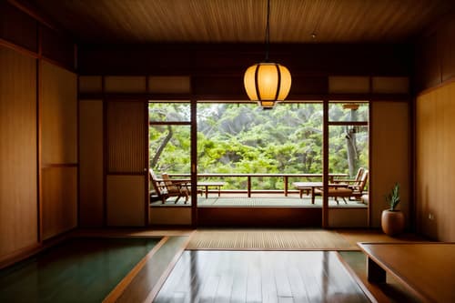 photo from pinterest of midcentury modern-style interior designed (onsen interior) . with organic and geometric shapes and graphic shapes and function over form and clean lines and wood pendant light mid century modern chandelier and nature indoors and minimalist and mid century modern mobile chandelier. . cinematic photo, highly detailed, cinematic lighting, ultra-detailed, ultrarealistic, photorealism, 8k. trending on pinterest. midcentury modern interior design style. masterpiece, cinematic light, ultrarealistic+, photorealistic+, 8k, raw photo, realistic, sharp focus on eyes, (symmetrical eyes), (intact eyes), hyperrealistic, highest quality, best quality, , highly detailed, masterpiece, best quality, extremely detailed 8k wallpaper, masterpiece, best quality, ultra-detailed, best shadow, detailed background, detailed face, detailed eyes, high contrast, best illumination, detailed face, dulux, caustic, dynamic angle, detailed glow. dramatic lighting. highly detailed, insanely detailed hair, symmetrical, intricate details, professionally retouched, 8k high definition. strong bokeh. award winning photo.