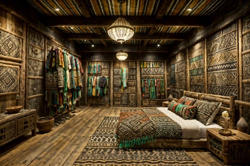 photo from pinterest of tribal-style interior designed (clothing store interior) . with tribal patterns and hand dyed batik fabrics and desert colours and intricate grass weaving and exuberant splashes of colour and animal prints and planks of stone and smooth worn timbers. . cinematic photo, highly detailed, cinematic lighting, ultra-detailed, ultrarealistic, photorealism, 8k. trending on pinterest. tribal interior design style. masterpiece, cinematic light, ultrarealistic+, photorealistic+, 8k, raw photo, realistic, sharp focus on eyes, (symmetrical eyes), (intact eyes), hyperrealistic, highest quality, best quality, , highly detailed, masterpiece, best quality, extremely detailed 8k wallpaper, masterpiece, best quality, ultra-detailed, best shadow, detailed background, detailed face, detailed eyes, high contrast, best illumination, detailed face, dulux, caustic, dynamic angle, detailed glow. dramatic lighting. highly detailed, insanely detailed hair, symmetrical, intricate details, professionally retouched, 8k high definition. strong bokeh. award winning photo.