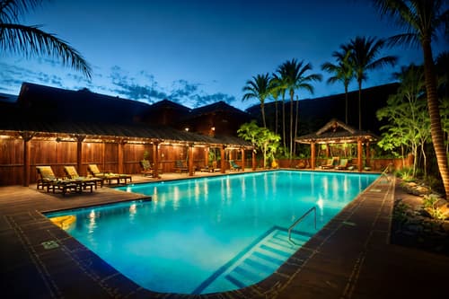 photo from pinterest of tribal-style designed (outdoor pool area ) with pool and pool lounge chairs and pool lights and pool. . with tribal patterns and animal furslinen and smooth worn timbers and planks of stone and hand dyed batik fabrics and exuberant splashes of colour and sculptures and artworks and animal prints. . cinematic photo, highly detailed, cinematic lighting, ultra-detailed, ultrarealistic, photorealism, 8k. trending on pinterest. tribal design style. masterpiece, cinematic light, ultrarealistic+, photorealistic+, 8k, raw photo, realistic, sharp focus on eyes, (symmetrical eyes), (intact eyes), hyperrealistic, highest quality, best quality, , highly detailed, masterpiece, best quality, extremely detailed 8k wallpaper, masterpiece, best quality, ultra-detailed, best shadow, detailed background, detailed face, detailed eyes, high contrast, best illumination, detailed face, dulux, caustic, dynamic angle, detailed glow. dramatic lighting. highly detailed, insanely detailed hair, symmetrical, intricate details, professionally retouched, 8k high definition. strong bokeh. award winning photo.