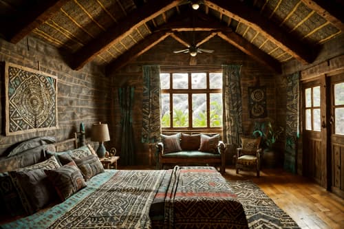 photo from pinterest of tribal-style interior designed (attic interior) . with sculptures and artworks and tribal revival and exuberant splashes of colour and animal prints and smooth worn timbers and hand dyed batik fabrics and animal furslinen and desert colours. . cinematic photo, highly detailed, cinematic lighting, ultra-detailed, ultrarealistic, photorealism, 8k. trending on pinterest. tribal interior design style. masterpiece, cinematic light, ultrarealistic+, photorealistic+, 8k, raw photo, realistic, sharp focus on eyes, (symmetrical eyes), (intact eyes), hyperrealistic, highest quality, best quality, , highly detailed, masterpiece, best quality, extremely detailed 8k wallpaper, masterpiece, best quality, ultra-detailed, best shadow, detailed background, detailed face, detailed eyes, high contrast, best illumination, detailed face, dulux, caustic, dynamic angle, detailed glow. dramatic lighting. highly detailed, insanely detailed hair, symmetrical, intricate details, professionally retouched, 8k high definition. strong bokeh. award winning photo.