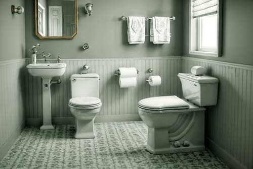 photo from pinterest of vintage-style interior designed (toilet interior) with toilet with toilet seat up and sink with tap and toilet paper hanger and toilet with toilet seat up. . with . . cinematic photo, highly detailed, cinematic lighting, ultra-detailed, ultrarealistic, photorealism, 8k. trending on pinterest. vintage interior design style. masterpiece, cinematic light, ultrarealistic+, photorealistic+, 8k, raw photo, realistic, sharp focus on eyes, (symmetrical eyes), (intact eyes), hyperrealistic, highest quality, best quality, , highly detailed, masterpiece, best quality, extremely detailed 8k wallpaper, masterpiece, best quality, ultra-detailed, best shadow, detailed background, detailed face, detailed eyes, high contrast, best illumination, detailed face, dulux, caustic, dynamic angle, detailed glow. dramatic lighting. highly detailed, insanely detailed hair, symmetrical, intricate details, professionally retouched, 8k high definition. strong bokeh. award winning photo.