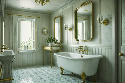 photo from pinterest of vintage-style interior designed (bathroom interior) with bath towel and mirror and shower and bath rail and plant and bathtub and bathroom sink with faucet and bathroom cabinet. . with . . cinematic photo, highly detailed, cinematic lighting, ultra-detailed, ultrarealistic, photorealism, 8k. trending on pinterest. vintage interior design style. masterpiece, cinematic light, ultrarealistic+, photorealistic+, 8k, raw photo, realistic, sharp focus on eyes, (symmetrical eyes), (intact eyes), hyperrealistic, highest quality, best quality, , highly detailed, masterpiece, best quality, extremely detailed 8k wallpaper, masterpiece, best quality, ultra-detailed, best shadow, detailed background, detailed face, detailed eyes, high contrast, best illumination, detailed face, dulux, caustic, dynamic angle, detailed glow. dramatic lighting. highly detailed, insanely detailed hair, symmetrical, intricate details, professionally retouched, 8k high definition. strong bokeh. award winning photo.