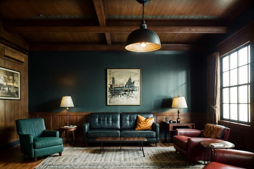 photo from pinterest of vintage-style interior designed (coworking space interior) with lounge chairs and seating area with sofa and office desks and office chairs and lounge chairs. . with . . cinematic photo, highly detailed, cinematic lighting, ultra-detailed, ultrarealistic, photorealism, 8k. trending on pinterest. vintage interior design style. masterpiece, cinematic light, ultrarealistic+, photorealistic+, 8k, raw photo, realistic, sharp focus on eyes, (symmetrical eyes), (intact eyes), hyperrealistic, highest quality, best quality, , highly detailed, masterpiece, best quality, extremely detailed 8k wallpaper, masterpiece, best quality, ultra-detailed, best shadow, detailed background, detailed face, detailed eyes, high contrast, best illumination, detailed face, dulux, caustic, dynamic angle, detailed glow. dramatic lighting. highly detailed, insanely detailed hair, symmetrical, intricate details, professionally retouched, 8k high definition. strong bokeh. award winning photo.