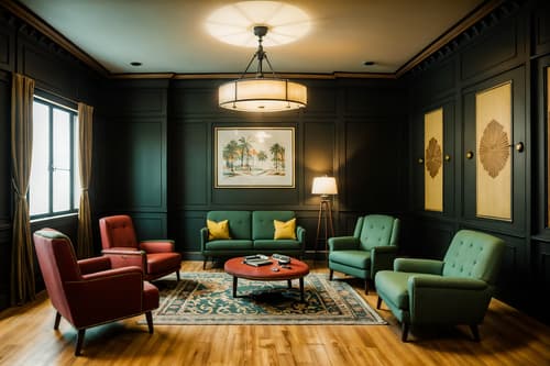 photo from pinterest of vintage-style interior designed (coworking space interior) with lounge chairs and seating area with sofa and office desks and office chairs and lounge chairs. . with . . cinematic photo, highly detailed, cinematic lighting, ultra-detailed, ultrarealistic, photorealism, 8k. trending on pinterest. vintage interior design style. masterpiece, cinematic light, ultrarealistic+, photorealistic+, 8k, raw photo, realistic, sharp focus on eyes, (symmetrical eyes), (intact eyes), hyperrealistic, highest quality, best quality, , highly detailed, masterpiece, best quality, extremely detailed 8k wallpaper, masterpiece, best quality, ultra-detailed, best shadow, detailed background, detailed face, detailed eyes, high contrast, best illumination, detailed face, dulux, caustic, dynamic angle, detailed glow. dramatic lighting. highly detailed, insanely detailed hair, symmetrical, intricate details, professionally retouched, 8k high definition. strong bokeh. award winning photo.