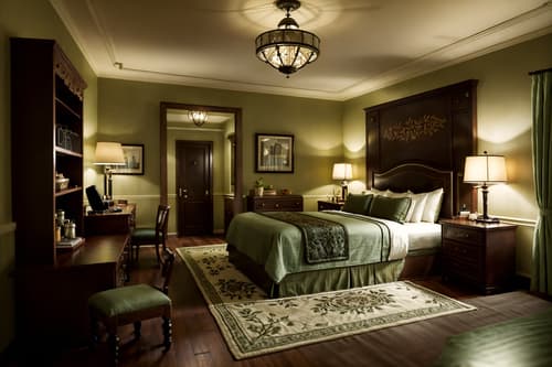 photo from pinterest of vintage-style interior designed (hotel room interior) with bed and hotel bathroom and storage bench or ottoman and headboard and dresser closet and plant and working desk with desk chair and accent chair. . with . . cinematic photo, highly detailed, cinematic lighting, ultra-detailed, ultrarealistic, photorealism, 8k. trending on pinterest. vintage interior design style. masterpiece, cinematic light, ultrarealistic+, photorealistic+, 8k, raw photo, realistic, sharp focus on eyes, (symmetrical eyes), (intact eyes), hyperrealistic, highest quality, best quality, , highly detailed, masterpiece, best quality, extremely detailed 8k wallpaper, masterpiece, best quality, ultra-detailed, best shadow, detailed background, detailed face, detailed eyes, high contrast, best illumination, detailed face, dulux, caustic, dynamic angle, detailed glow. dramatic lighting. highly detailed, insanely detailed hair, symmetrical, intricate details, professionally retouched, 8k high definition. strong bokeh. award winning photo.