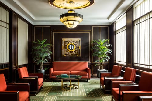 photo from pinterest of art deco-style interior designed (office interior) with windows and lounge chairs and office chairs and seating area with sofa and computer desks and office desks and cabinets and plants. . with bold geometry and rich colors and stream-lined forms and luxury and abstract patterns and decadent detail and geometric lines and glamour. . cinematic photo, highly detailed, cinematic lighting, ultra-detailed, ultrarealistic, photorealism, 8k. trending on pinterest. art deco interior design style. masterpiece, cinematic light, ultrarealistic+, photorealistic+, 8k, raw photo, realistic, sharp focus on eyes, (symmetrical eyes), (intact eyes), hyperrealistic, highest quality, best quality, , highly detailed, masterpiece, best quality, extremely detailed 8k wallpaper, masterpiece, best quality, ultra-detailed, best shadow, detailed background, detailed face, detailed eyes, high contrast, best illumination, detailed face, dulux, caustic, dynamic angle, detailed glow. dramatic lighting. highly detailed, insanely detailed hair, symmetrical, intricate details, professionally retouched, 8k high definition. strong bokeh. award winning photo.
