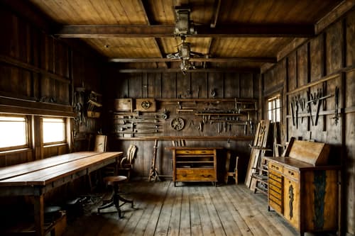 photo from pinterest of art deco-style interior designed (workshop interior) with wooden workbench and messy and tool wall and wooden workbench. . with smooth lines and decadent detail and angular shapes and luxury and exuberant shapes and glamour and stream-lined forms and symmetrical designs. . cinematic photo, highly detailed, cinematic lighting, ultra-detailed, ultrarealistic, photorealism, 8k. trending on pinterest. art deco interior design style. masterpiece, cinematic light, ultrarealistic+, photorealistic+, 8k, raw photo, realistic, sharp focus on eyes, (symmetrical eyes), (intact eyes), hyperrealistic, highest quality, best quality, , highly detailed, masterpiece, best quality, extremely detailed 8k wallpaper, masterpiece, best quality, ultra-detailed, best shadow, detailed background, detailed face, detailed eyes, high contrast, best illumination, detailed face, dulux, caustic, dynamic angle, detailed glow. dramatic lighting. highly detailed, insanely detailed hair, symmetrical, intricate details, professionally retouched, 8k high definition. strong bokeh. award winning photo.