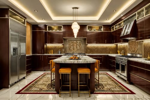 photo from pinterest of art deco-style interior designed (kitchen living combo interior) with kitchen cabinets and stove and bookshelves and televisions and rug and chairs and sink and furniture. . with bold geometry and abstract patterns and luxury and rich colors and glamour and decadent detail and angular shapes and symmetrical designs. . cinematic photo, highly detailed, cinematic lighting, ultra-detailed, ultrarealistic, photorealism, 8k. trending on pinterest. art deco interior design style. masterpiece, cinematic light, ultrarealistic+, photorealistic+, 8k, raw photo, realistic, sharp focus on eyes, (symmetrical eyes), (intact eyes), hyperrealistic, highest quality, best quality, , highly detailed, masterpiece, best quality, extremely detailed 8k wallpaper, masterpiece, best quality, ultra-detailed, best shadow, detailed background, detailed face, detailed eyes, high contrast, best illumination, detailed face, dulux, caustic, dynamic angle, detailed glow. dramatic lighting. highly detailed, insanely detailed hair, symmetrical, intricate details, professionally retouched, 8k high definition. strong bokeh. award winning photo.