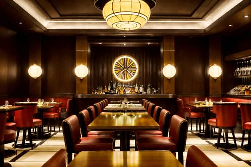 photo from pinterest of art deco-style interior designed (restaurant interior) with restaurant bar and restaurant dining tables and restaurant chairs and restaurant decor and restaurant bar. . with exuberant shapes and geometric shapes and bright and cheerful colors and abstract patterns and smooth lines and angular shapes and bold geometry and luxury. . cinematic photo, highly detailed, cinematic lighting, ultra-detailed, ultrarealistic, photorealism, 8k. trending on pinterest. art deco interior design style. masterpiece, cinematic light, ultrarealistic+, photorealistic+, 8k, raw photo, realistic, sharp focus on eyes, (symmetrical eyes), (intact eyes), hyperrealistic, highest quality, best quality, , highly detailed, masterpiece, best quality, extremely detailed 8k wallpaper, masterpiece, best quality, ultra-detailed, best shadow, detailed background, detailed face, detailed eyes, high contrast, best illumination, detailed face, dulux, caustic, dynamic angle, detailed glow. dramatic lighting. highly detailed, insanely detailed hair, symmetrical, intricate details, professionally retouched, 8k high definition. strong bokeh. award winning photo.