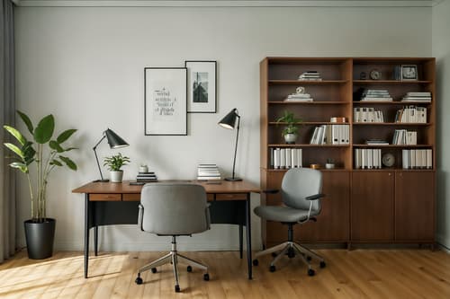 photo from pinterest of simple-style interior designed (study room interior) with bookshelves and desk lamp and office chair and plant and cabinets and lounge chair and writing desk and bookshelves. . . cinematic photo, highly detailed, cinematic lighting, ultra-detailed, ultrarealistic, photorealism, 8k. trending on pinterest. simple interior design style. masterpiece, cinematic light, ultrarealistic+, photorealistic+, 8k, raw photo, realistic, sharp focus on eyes, (symmetrical eyes), (intact eyes), hyperrealistic, highest quality, best quality, , highly detailed, masterpiece, best quality, extremely detailed 8k wallpaper, masterpiece, best quality, ultra-detailed, best shadow, detailed background, detailed face, detailed eyes, high contrast, best illumination, detailed face, dulux, caustic, dynamic angle, detailed glow. dramatic lighting. highly detailed, insanely detailed hair, symmetrical, intricate details, professionally retouched, 8k high definition. strong bokeh. award winning photo.