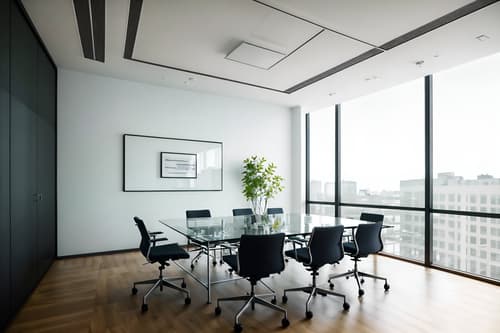 photo from pinterest of simple-style interior designed (meeting room interior) with boardroom table and plant and vase and glass walls and painting or photo on wall and glass doors and office chairs and cabinets. . . cinematic photo, highly detailed, cinematic lighting, ultra-detailed, ultrarealistic, photorealism, 8k. trending on pinterest. simple interior design style. masterpiece, cinematic light, ultrarealistic+, photorealistic+, 8k, raw photo, realistic, sharp focus on eyes, (symmetrical eyes), (intact eyes), hyperrealistic, highest quality, best quality, , highly detailed, masterpiece, best quality, extremely detailed 8k wallpaper, masterpiece, best quality, ultra-detailed, best shadow, detailed background, detailed face, detailed eyes, high contrast, best illumination, detailed face, dulux, caustic, dynamic angle, detailed glow. dramatic lighting. highly detailed, insanely detailed hair, symmetrical, intricate details, professionally retouched, 8k high definition. strong bokeh. award winning photo.