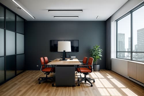 photo from pinterest of simple-style interior designed (office interior) with cabinets and office desks and desk lamps and office chairs and seating area with sofa and computer desks and lounge chairs and windows. . . cinematic photo, highly detailed, cinematic lighting, ultra-detailed, ultrarealistic, photorealism, 8k. trending on pinterest. simple interior design style. masterpiece, cinematic light, ultrarealistic+, photorealistic+, 8k, raw photo, realistic, sharp focus on eyes, (symmetrical eyes), (intact eyes), hyperrealistic, highest quality, best quality, , highly detailed, masterpiece, best quality, extremely detailed 8k wallpaper, masterpiece, best quality, ultra-detailed, best shadow, detailed background, detailed face, detailed eyes, high contrast, best illumination, detailed face, dulux, caustic, dynamic angle, detailed glow. dramatic lighting. highly detailed, insanely detailed hair, symmetrical, intricate details, professionally retouched, 8k high definition. strong bokeh. award winning photo.