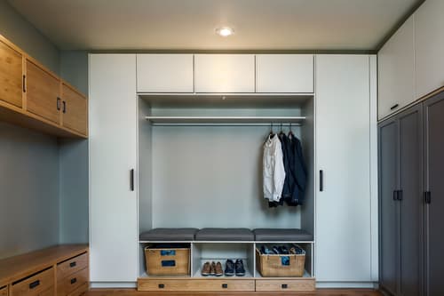 photo from pinterest of simple-style interior designed (drop zone interior) with shelves for shoes and lockers and high up storage and cabinets and cubbies and storage drawers and storage baskets and a bench. . . cinematic photo, highly detailed, cinematic lighting, ultra-detailed, ultrarealistic, photorealism, 8k. trending on pinterest. simple interior design style. masterpiece, cinematic light, ultrarealistic+, photorealistic+, 8k, raw photo, realistic, sharp focus on eyes, (symmetrical eyes), (intact eyes), hyperrealistic, highest quality, best quality, , highly detailed, masterpiece, best quality, extremely detailed 8k wallpaper, masterpiece, best quality, ultra-detailed, best shadow, detailed background, detailed face, detailed eyes, high contrast, best illumination, detailed face, dulux, caustic, dynamic angle, detailed glow. dramatic lighting. highly detailed, insanely detailed hair, symmetrical, intricate details, professionally retouched, 8k high definition. strong bokeh. award winning photo.
