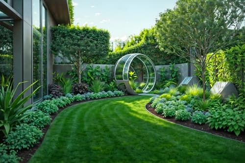 photo from pinterest of futuristic-style designed (outdoor garden ) with grass and garden tree and garden plants and grass. . with steel finishing and circular shapes and minimalist clean lines and glass panes and futurism minimalist and neutral background and bright accents and spaceship and light colors. . cinematic photo, highly detailed, cinematic lighting, ultra-detailed, ultrarealistic, photorealism, 8k. trending on pinterest. futuristic design style. masterpiece, cinematic light, ultrarealistic+, photorealistic+, 8k, raw photo, realistic, sharp focus on eyes, (symmetrical eyes), (intact eyes), hyperrealistic, highest quality, best quality, , highly detailed, masterpiece, best quality, extremely detailed 8k wallpaper, masterpiece, best quality, ultra-detailed, best shadow, detailed background, detailed face, detailed eyes, high contrast, best illumination, detailed face, dulux, caustic, dynamic angle, detailed glow. dramatic lighting. highly detailed, insanely detailed hair, symmetrical, intricate details, professionally retouched, 8k high definition. strong bokeh. award winning photo.