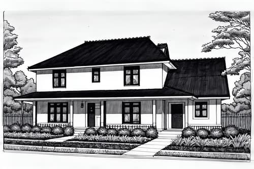 (hand-drawn monochrome black and white sketch line drawing)++ of sketch-style exterior designed (house exterior) architecture house exterior. a sketch of exterior. with . . a sketch of exterior. trending on artstation. black and white line drawing sketch without colors. masterpiece, cinematic light, ultrarealistic+, photorealistic+, 8k, raw photo, realistic, sharp focus on eyes, (symmetrical eyes), (intact eyes), hyperrealistic, highest quality, best quality, , highly detailed, masterpiece, best quality, extremely detailed 8k wallpaper, masterpiece, best quality, ultra-detailed, best shadow, detailed background, detailed face, detailed eyes, high contrast, best illumination, detailed face, dulux, caustic, dynamic angle, detailed glow. dramatic lighting. highly detailed, insanely detailed hair, symmetrical, intricate details, professionally retouched, 8k high definition. strong bokeh. award winning photo.