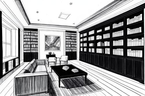 (hand-drawn monochrome black and white sketch line drawing)++ of sketch-style interior designed (study room) apartment interior. a sketch of interior. with . . a sketch of interior. with bookshelves and plant and cabinets. trending on artstation. black and white line drawing sketch without colors. masterpiece, cinematic light, ultrarealistic+, photorealistic+, 8k, raw photo, realistic, sharp focus on eyes, (symmetrical eyes), (intact eyes), hyperrealistic, highest quality, best quality, , highly detailed, masterpiece, best quality, extremely detailed 8k wallpaper, masterpiece, best quality, ultra-detailed, best shadow, detailed background, detailed face, detailed eyes, high contrast, best illumination, detailed face, dulux, caustic, dynamic angle, detailed glow. dramatic lighting. highly detailed, insanely detailed hair, symmetrical, intricate details, professionally retouched, 8k high definition. strong bokeh. award winning photo.