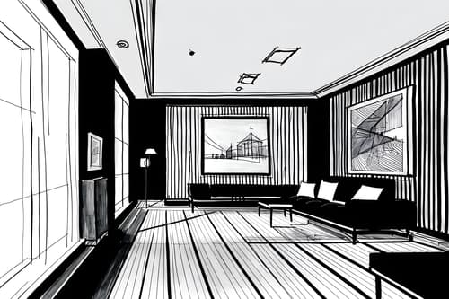 (hand-drawn monochrome black and white sketch line drawing)++ of sketch-style interior designed (exhibition space) apartment interior. a sketch of interior. with . . a sketch of interior. trending on artstation. black and white line drawing sketch without colors. masterpiece, cinematic light, ultrarealistic+, photorealistic+, 8k, raw photo, realistic, sharp focus on eyes, (symmetrical eyes), (intact eyes), hyperrealistic, highest quality, best quality, , highly detailed, masterpiece, best quality, extremely detailed 8k wallpaper, masterpiece, best quality, ultra-detailed, best shadow, detailed background, detailed face, detailed eyes, high contrast, best illumination, detailed face, dulux, caustic, dynamic angle, detailed glow. dramatic lighting. highly detailed, insanely detailed hair, symmetrical, intricate details, professionally retouched, 8k high definition. strong bokeh. award winning photo.