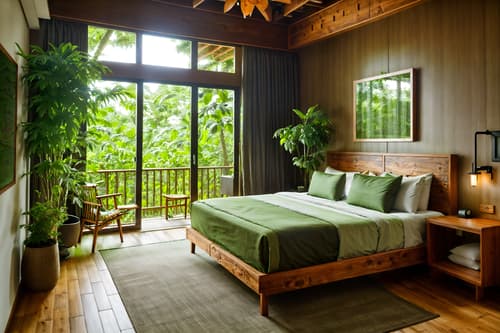 photo from pinterest of biophilic-style interior designed (hotel room interior) with night light and headboard and plant and hotel bathroom and dresser closet and bedside table or night stand and storage bench or ottoman and bed. . with wood materials and natural environment and natural elements and plants and fresh air and sunlight and calming style and features of the natural world. . cinematic photo, highly detailed, cinematic lighting, ultra-detailed, ultrarealistic, photorealism, 8k. trending on pinterest. biophilic interior design style. masterpiece, cinematic light, ultrarealistic+, photorealistic+, 8k, raw photo, realistic, sharp focus on eyes, (symmetrical eyes), (intact eyes), hyperrealistic, highest quality, best quality, , highly detailed, masterpiece, best quality, extremely detailed 8k wallpaper, masterpiece, best quality, ultra-detailed, best shadow, detailed background, detailed face, detailed eyes, high contrast, best illumination, detailed face, dulux, caustic, dynamic angle, detailed glow. dramatic lighting. highly detailed, insanely detailed hair, symmetrical, intricate details, professionally retouched, 8k high definition. strong bokeh. award winning photo.