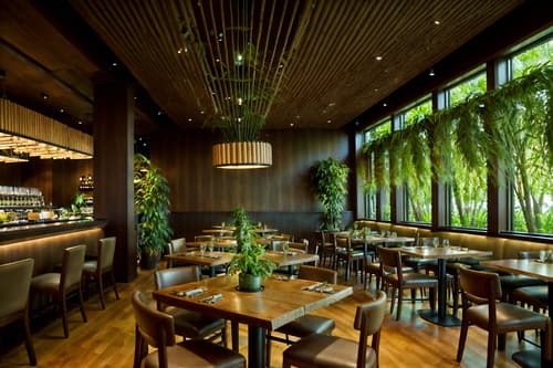 photo from pinterest of biophilic-style interior designed (restaurant interior) with restaurant dining tables and restaurant chairs and restaurant decor and restaurant bar and restaurant dining tables. . with environmental features and plants and images of nature and features of nature and sunlight and calming style and cork materials and earthy colors. . cinematic photo, highly detailed, cinematic lighting, ultra-detailed, ultrarealistic, photorealism, 8k. trending on pinterest. biophilic interior design style. masterpiece, cinematic light, ultrarealistic+, photorealistic+, 8k, raw photo, realistic, sharp focus on eyes, (symmetrical eyes), (intact eyes), hyperrealistic, highest quality, best quality, , highly detailed, masterpiece, best quality, extremely detailed 8k wallpaper, masterpiece, best quality, ultra-detailed, best shadow, detailed background, detailed face, detailed eyes, high contrast, best illumination, detailed face, dulux, caustic, dynamic angle, detailed glow. dramatic lighting. highly detailed, insanely detailed hair, symmetrical, intricate details, professionally retouched, 8k high definition. strong bokeh. award winning photo.
