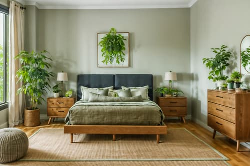 photo from pinterest of biophilic-style interior designed (bedroom interior) with plant and accent chair and night light and bedside table or night stand and dresser closet and storage bench or ottoman and mirror and headboard. . with calming style and features of the natural world and sunlight and plants and linen materials and cork materials and natural elements and ceramic materials. . cinematic photo, highly detailed, cinematic lighting, ultra-detailed, ultrarealistic, photorealism, 8k. trending on pinterest. biophilic interior design style. masterpiece, cinematic light, ultrarealistic+, photorealistic+, 8k, raw photo, realistic, sharp focus on eyes, (symmetrical eyes), (intact eyes), hyperrealistic, highest quality, best quality, , highly detailed, masterpiece, best quality, extremely detailed 8k wallpaper, masterpiece, best quality, ultra-detailed, best shadow, detailed background, detailed face, detailed eyes, high contrast, best illumination, detailed face, dulux, caustic, dynamic angle, detailed glow. dramatic lighting. highly detailed, insanely detailed hair, symmetrical, intricate details, professionally retouched, 8k high definition. strong bokeh. award winning photo.